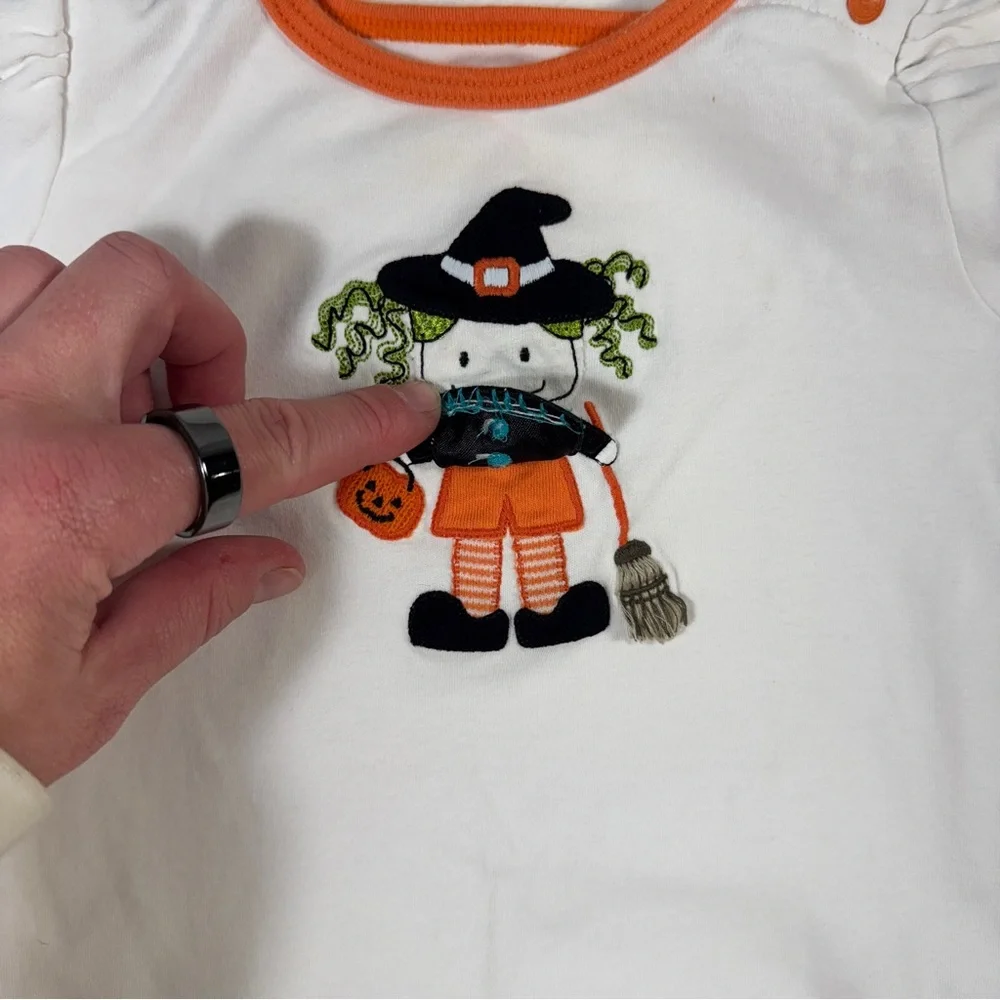 Carter's 18 Month White and Orange Witch and Black CatHalloween outfit